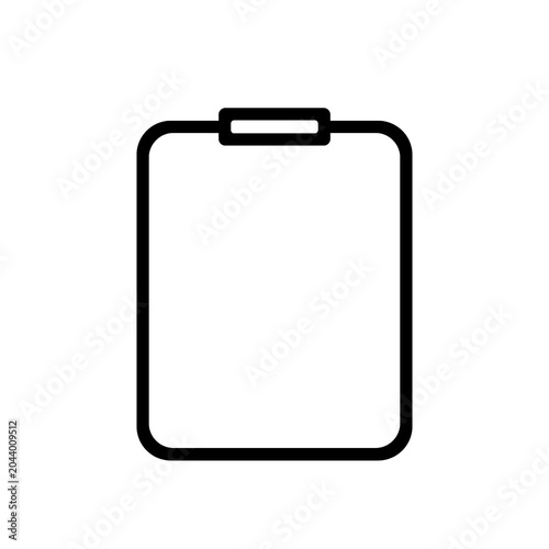 A clean, blank clipboard vector line icon. This minimalist outline design is suitable for representing empty forms, new projects, drafting, or office stationary.