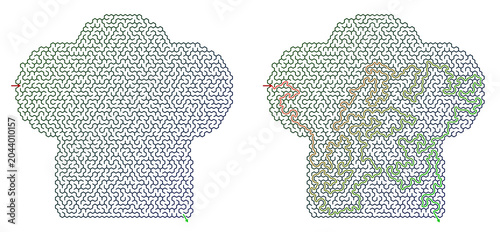 Maze-shaped chef hat outline for puzzle or game design  