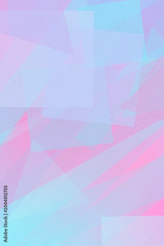 Fototapeta premium Pastel blue and pink geometric mosaic shapes create a calm, modern abstract background, ideal for flyers, posters, or social media designs with copy space.