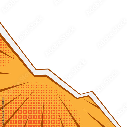 Orange Pop Art Comic Background with Halftone Dots and Diagonal Zigzag Border