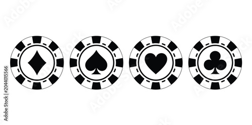 Foto Poker chips vector icon set featuring colorful casino chips for playing poker co