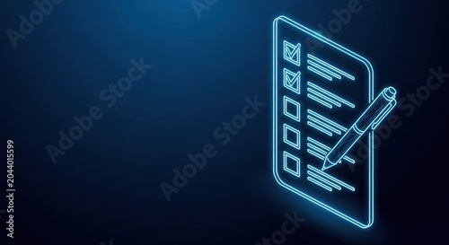 Neon Checklist with Marked Tasks and Pen Performing Completion and Progress Tracking