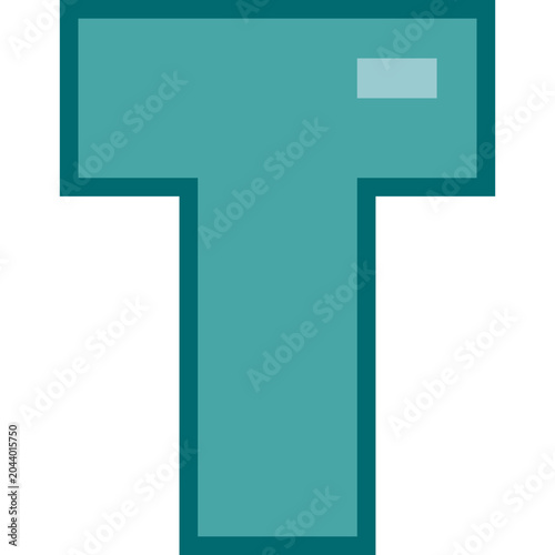 Letter T Icon in Teal Color with Flat Design Style