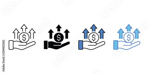 Obraz na płótnie Profit icon vector set multiple style collection featuring growth increase money