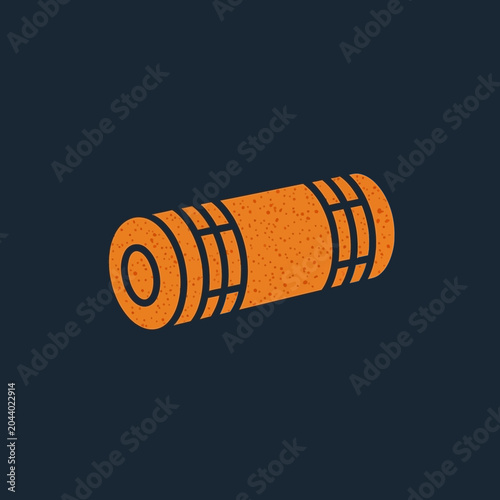 Orange yoga mat rolled up tightly.