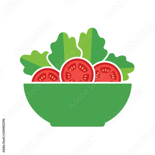 Green bowl with fresh salad ingredients.