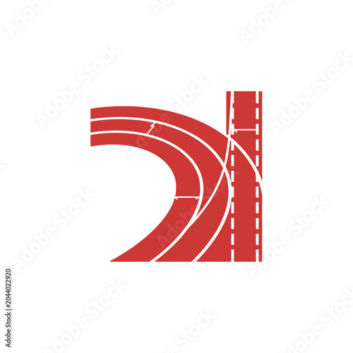 Red Road Curve Highway Lane Lines.