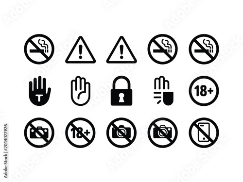 Quadro su tela Restrictions icon design set in minimalist vector style including no entry forbi