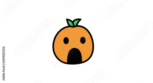 Slika na platnu Shocked orange cartoon fruit face.