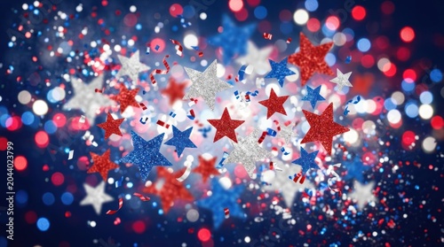 Independence day stars patriotic red white blue festive celebration background