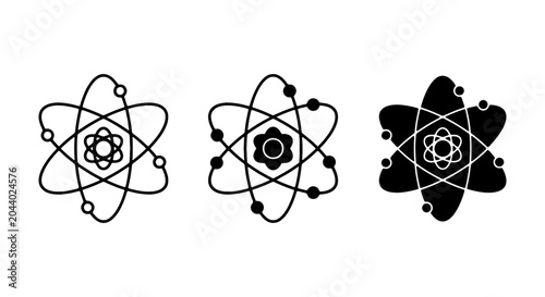 Foto Atomic Structure Icons, Science Symbols, Molecular Models Vector Graphics, Chemi
