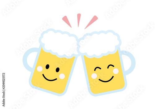 Foto 乾杯ビール・笑顔アイコン　擬人化