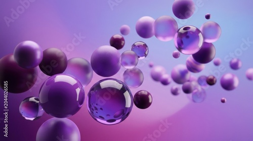 Abstract purple spheres on gradient background modern contemporary 3d render
