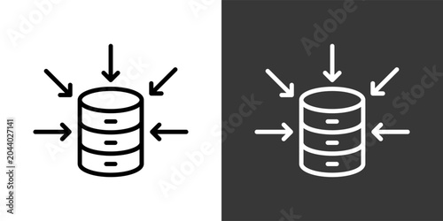 Obraz na plátne Data Aggregation Black And White Icon Set Collection Pack Vector Illustration