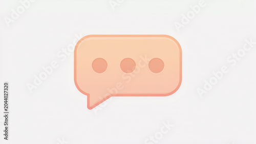 Minimalist peach speech bubble with three dots indicating typing
