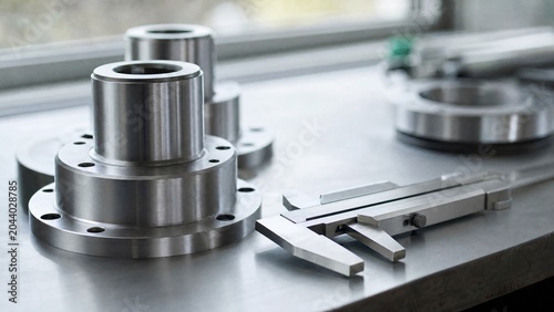Industrial Quality Control Metal Parts Wide Commercial Photo