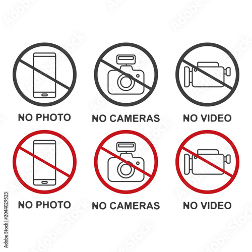 Flat symbol of no photography sign