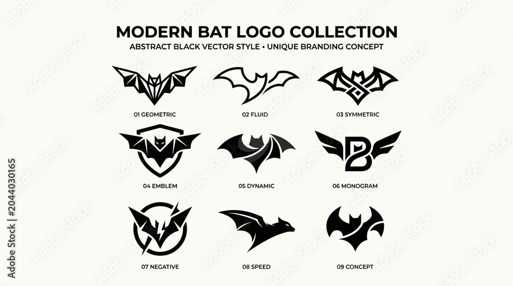 Fototapeta premium Black Bat Logos Collection Designs.