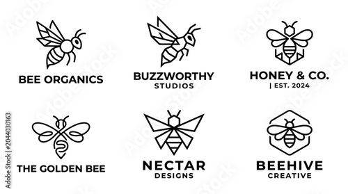Black and white bee company logos.