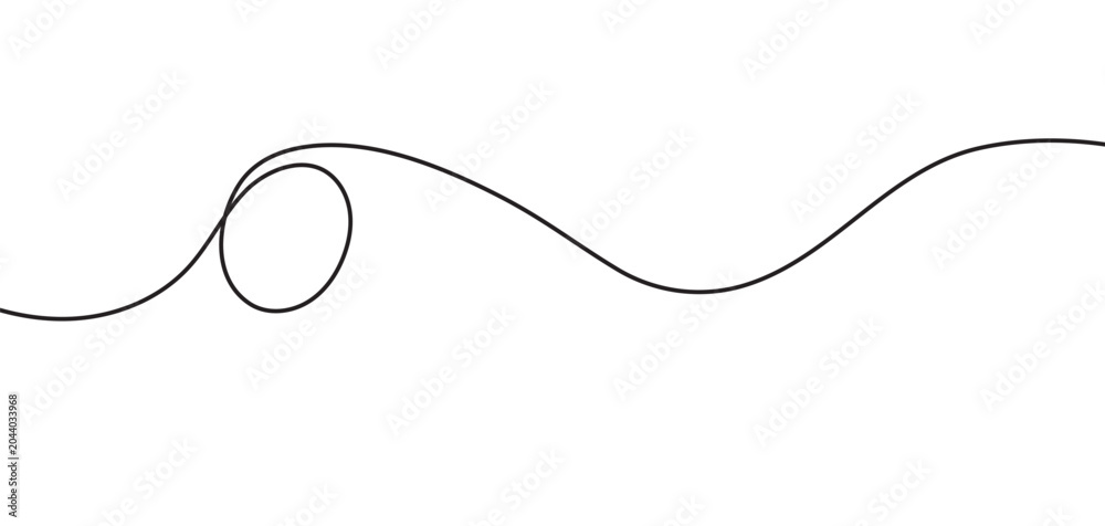 Obraz premium Continuous single line drawing of wavy abstract wave and loop minimalist vector illustration
