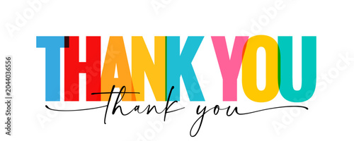 Thank you, inspiration phrase design. Colored typography quote for gratitude design. Vector phrase design for card or motivation banner. Vector illustration