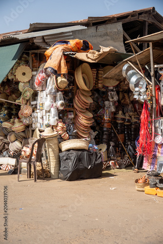 Bild auf Leinwand Vendor stall selling household goods at a downtown market in Asmara, Eritrea
