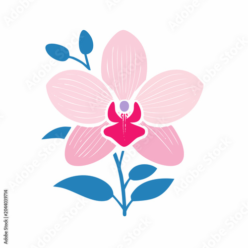 Stylized Pink Orchid Flower Illustration