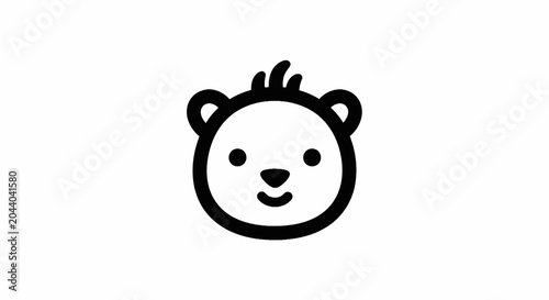 Photography Simple Line Drawing of Bear Face.