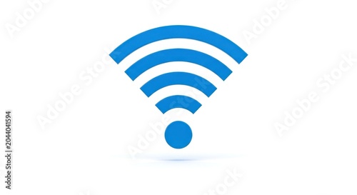 A blue WiFi symbol on a white background with a slight shadow underneath