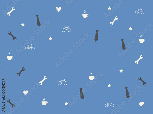 Father's Day seamless pattern blue background with celebration icons vector