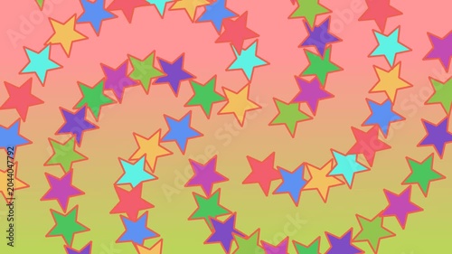Colorful stars animation looping on pastel gradient background