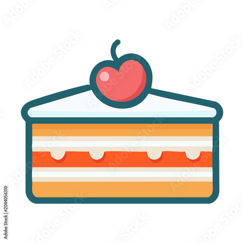 Slice of Cake with Cherry on Top