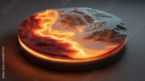 Swirling molten lava in a glowing orange and black orb