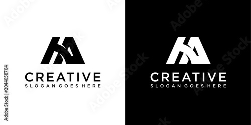 HA or AH initial letter logo design vector