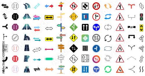 Foto Collection of two way road traffic signs