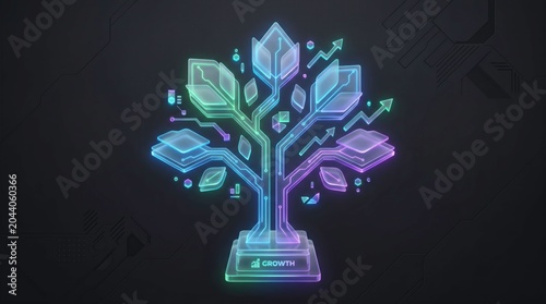 Glowing Digital Tree High Fidelity Symbolism for Future Concepts