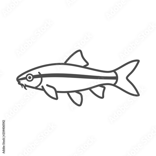Siamese algae eater fish line art icon design.