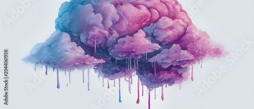 Vibrant abstract cloud with colorful drips.