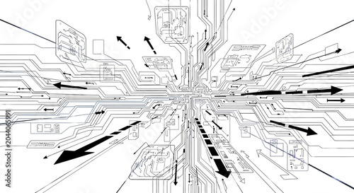 Abstract circuit board design futuristic technology illustration on white