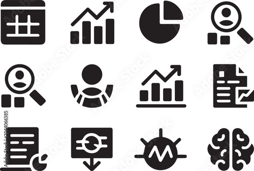 Document with Pie Chart Icon and Data Blocks, Business Analytics Concept