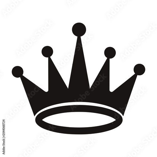 Bild auf Leinwand Black Crown Icon Isolated on White Background Minimalist Royal Symbol for Logo B