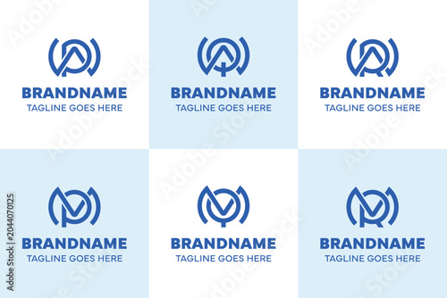 Letters WP WQ WR MP MQ MR Logo Set Monogram, for PW QW RW PM QM RM Initials Brand