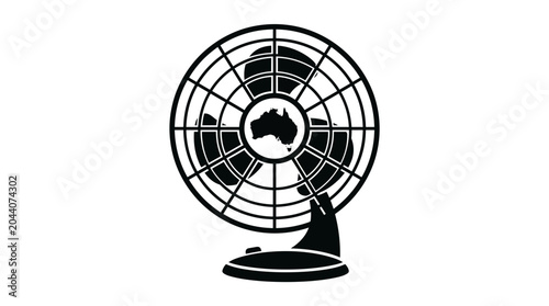 Fotografija Australia Map on Globe Fan Icon