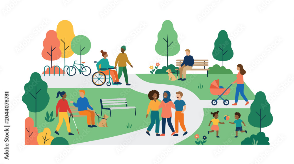 Naklejka premium People celebrate Pride Month with inclusive community event in a park