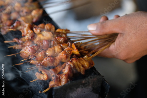 Foto Sate Ambal is a chicken satay typical of the Kebumen area of Central Java