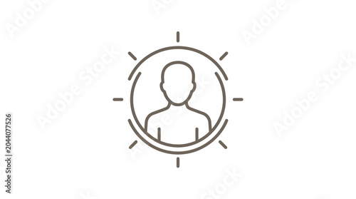 Fotografie Human figure silhouette inside a glowing circular frame icon.