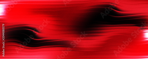 Abstract red background in dark glossy with striped effect. Refraction of wavy striped glass.
