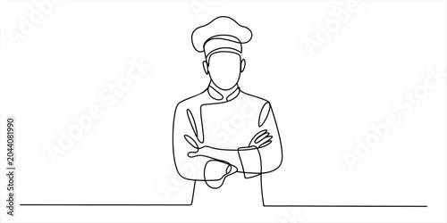 Foto Continuous single line drawing of a professional chef