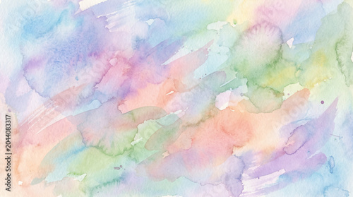 Quadro em tela Watercolor wash background with pastel hues and blended colors.