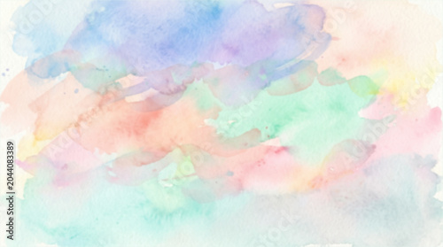 Bilde på lerret Watercolor wash background with pastel hues and blended colors.